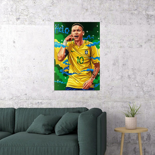Neymar Football Player Cartoon Sports Poster Wall Art Print Home Wall Decor - xonomax