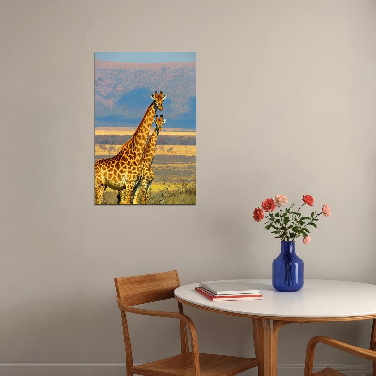 African Giraffes Lover Landscape Animals Poster Wall Art Print Home Wall Decor - xonomax