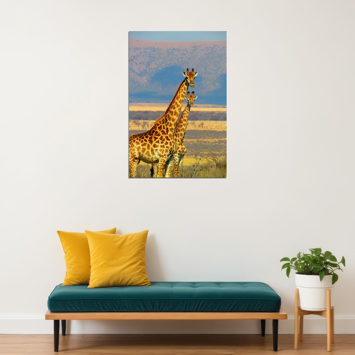African Giraffes Lover Landscape Animals Poster Wall Art Print Home Wall Decor - xonomax