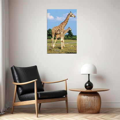 African Giraffes Lover Landscape Animals Poster Wall Art Print Home Wall Decor - xonomax