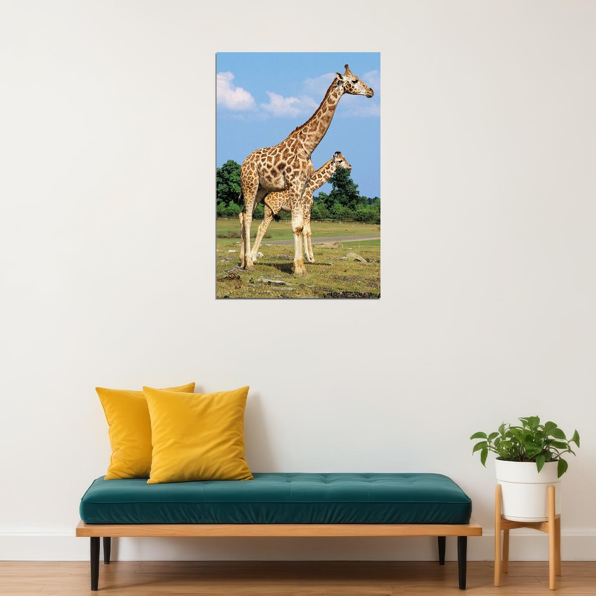 African Giraffes Lover Landscape Animals Poster Wall Art Print Home Wall Decor - xonomax