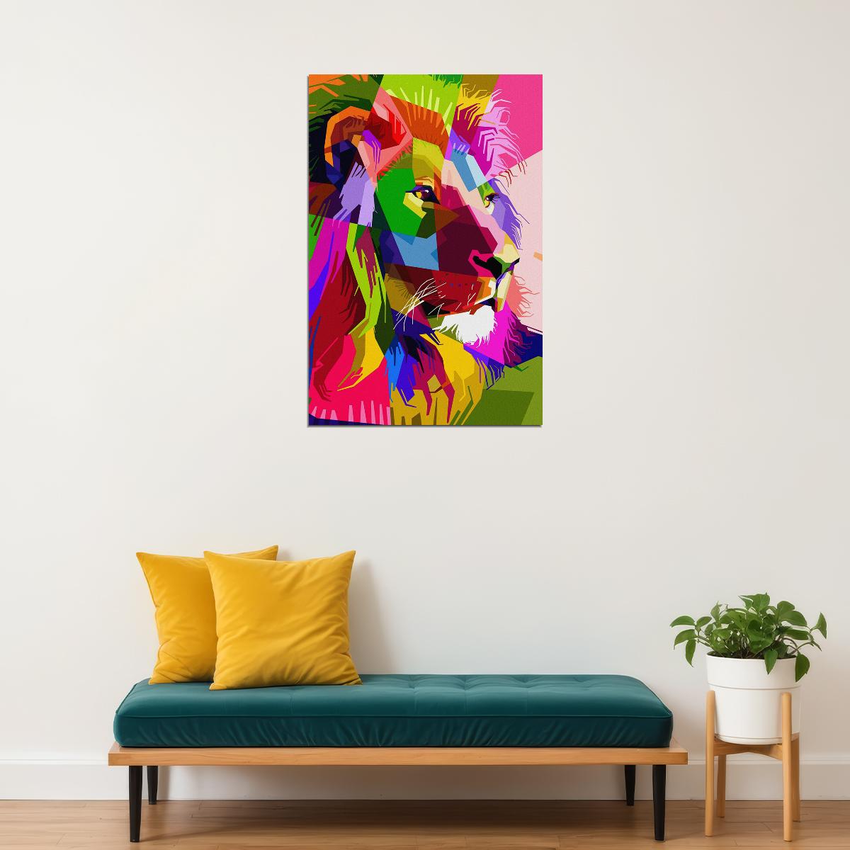Modern Graffiti Style Color Lion Poster Wall Art Print Home Wall Decor - xonomax
