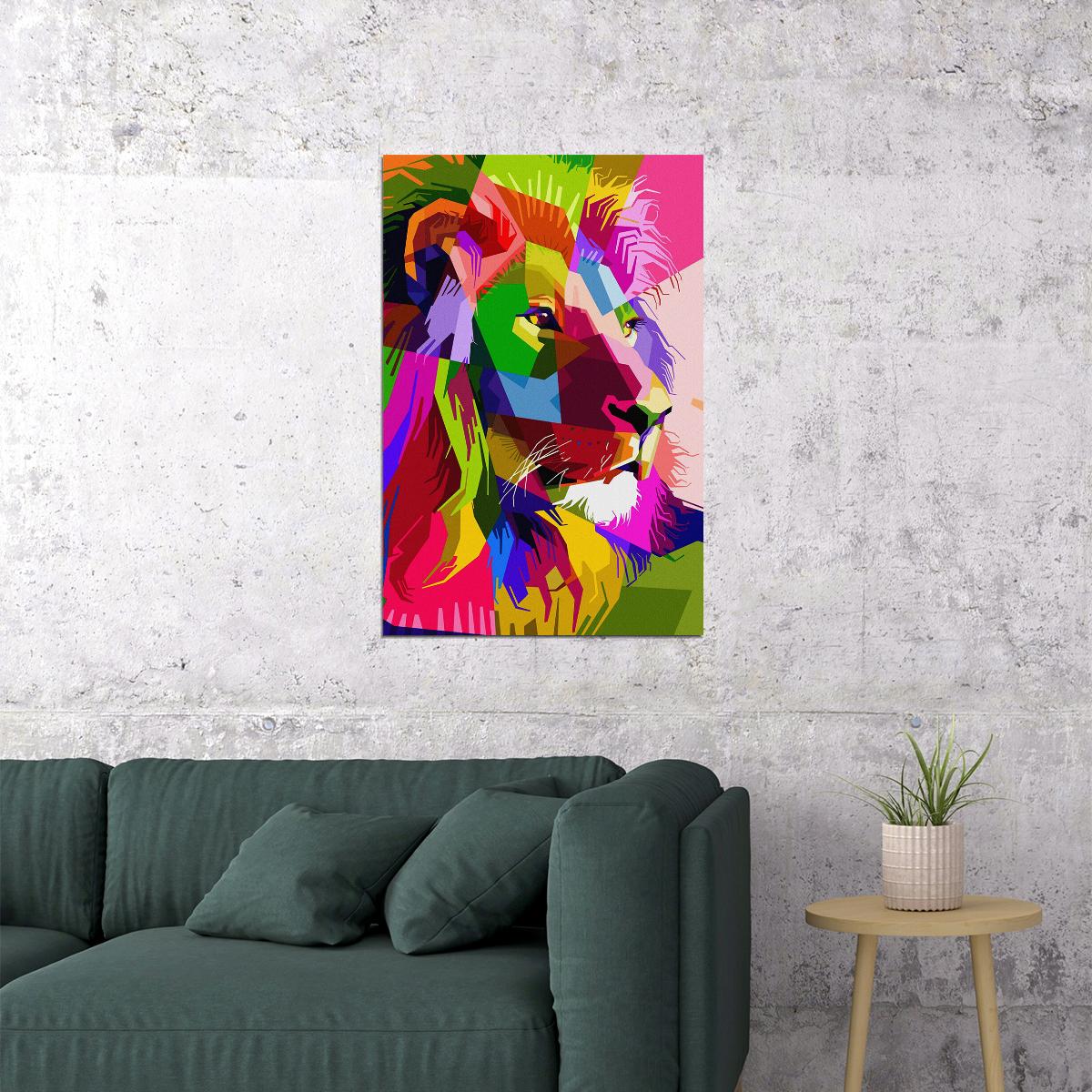 Modern Graffiti Style Color Lion Poster Wall Art Print Home Wall Decor - xonomax