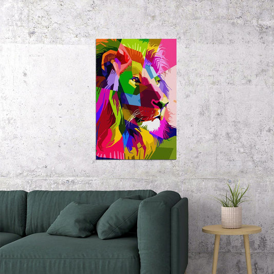 Modern Graffiti Style Color Lion Poster Wall Art Print Home Wall Decor - xonomax