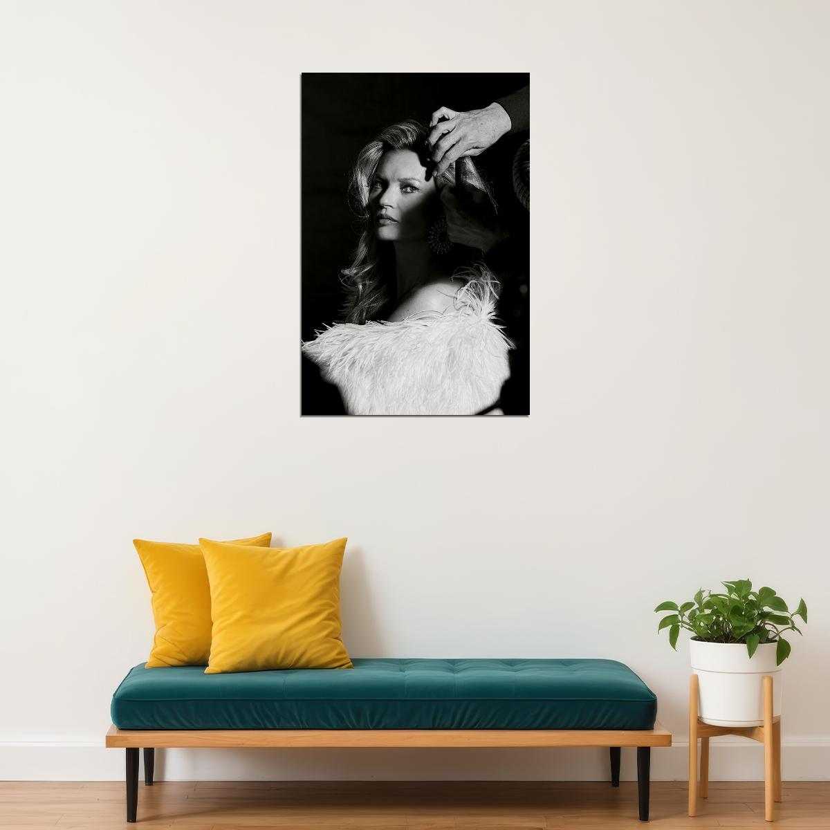 Kate Moss Model Beautiful Artist Black White Poster Wall Art Print Home Wall Decor - xonomax