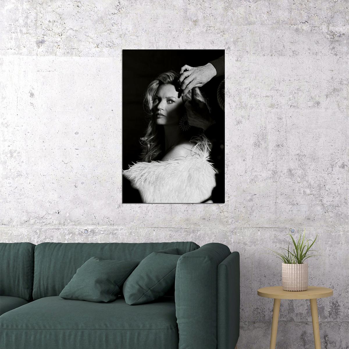 Kate Moss Model Beautiful Artist Black White Poster Wall Art Print Home Wall Decor - xonomax