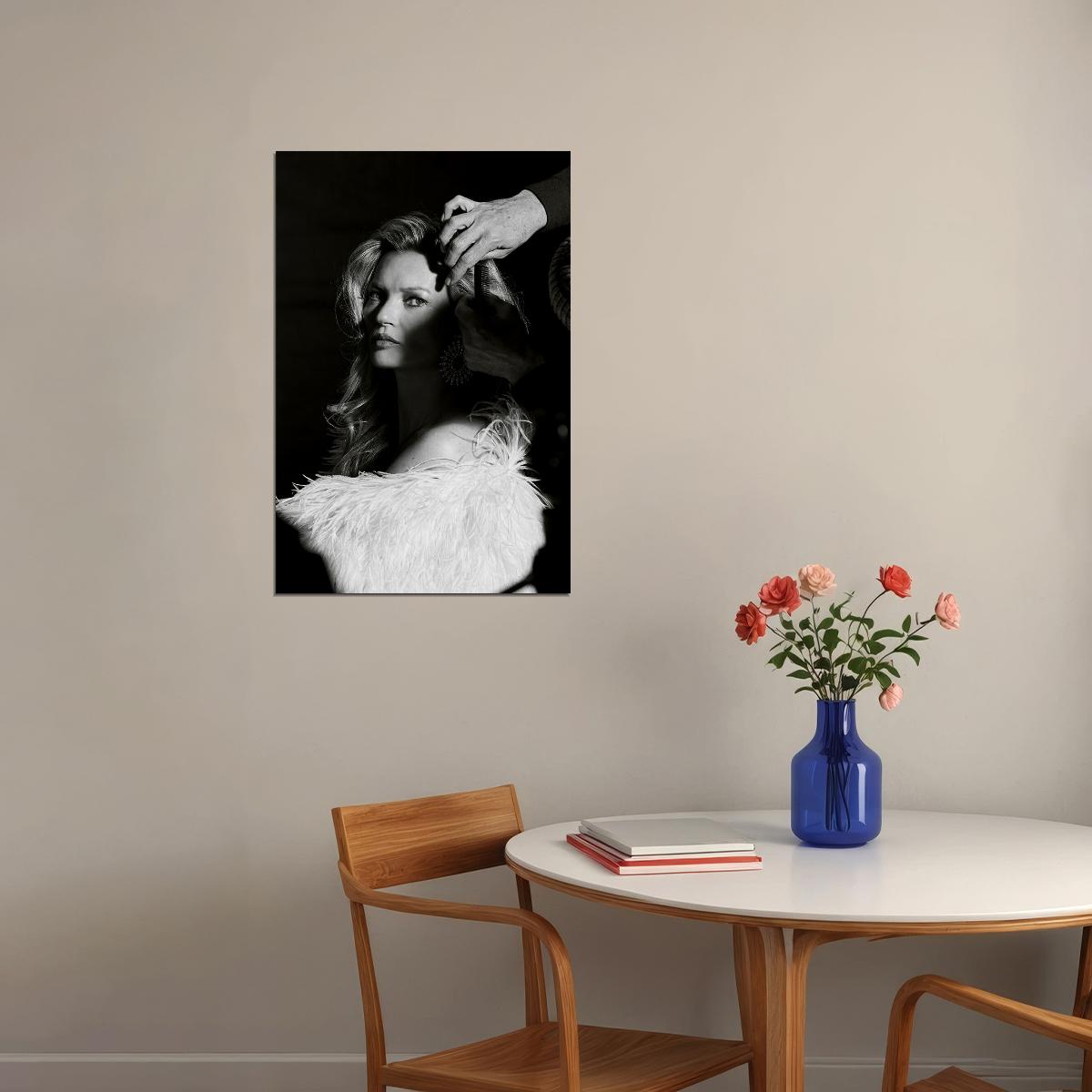 Kate Moss Model Beautiful Artist Black White Poster Wall Art Print Home Wall Decor - xonomax