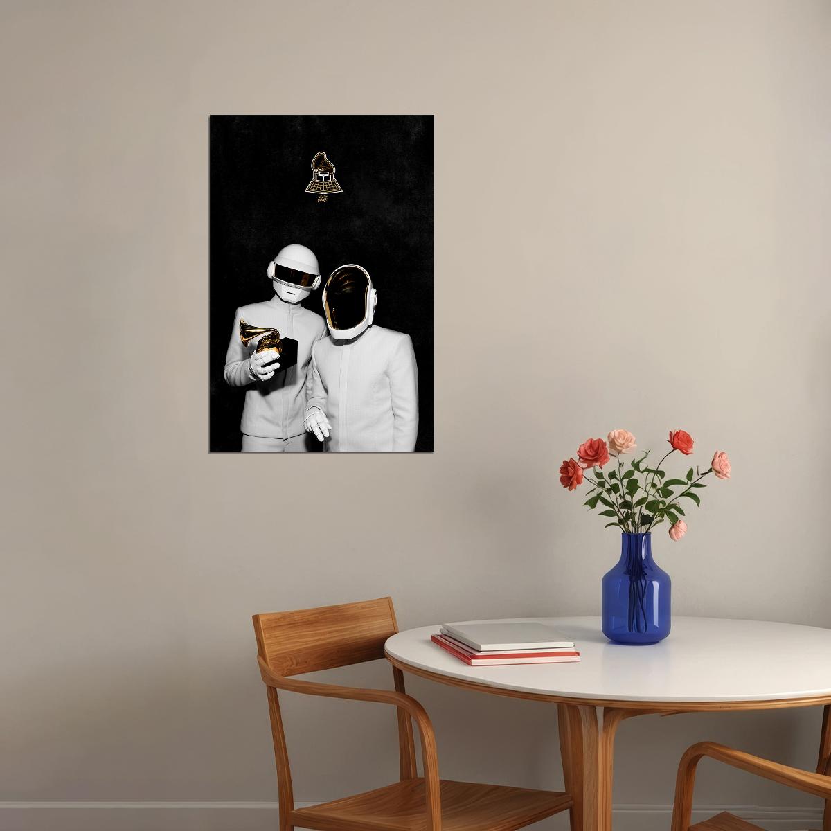 Daft Punk Mask Pop Music Singer Duo Electronic Music Poster Wall Art Print Home Wall Decor - xonomax
