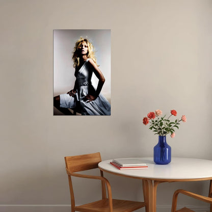 Kate Moss Model Beautiful Artist Black White Poster Wall Art Print Home Wall Decor - xonomax