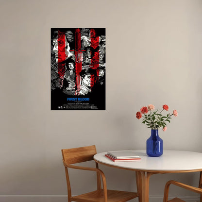 First Blood Movie Stallone Rambo Thriller Action Poster Wall Art Print Home Wall Decor - xonomax