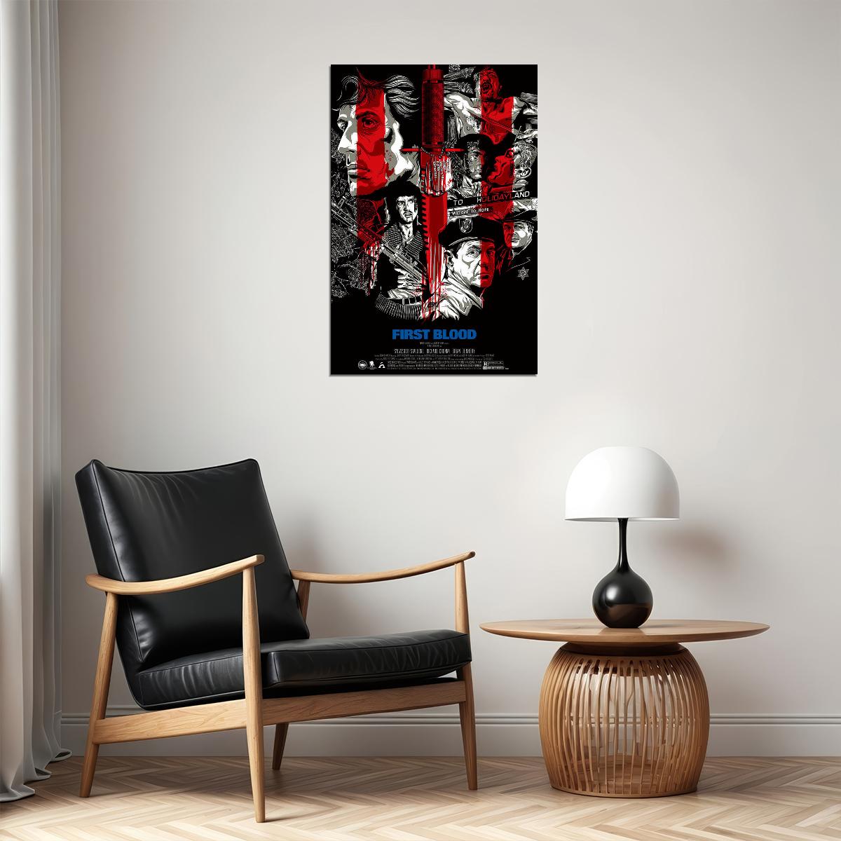First Blood Movie Stallone Rambo Thriller Action Poster Wall Art Print Home Wall Decor - xonomax