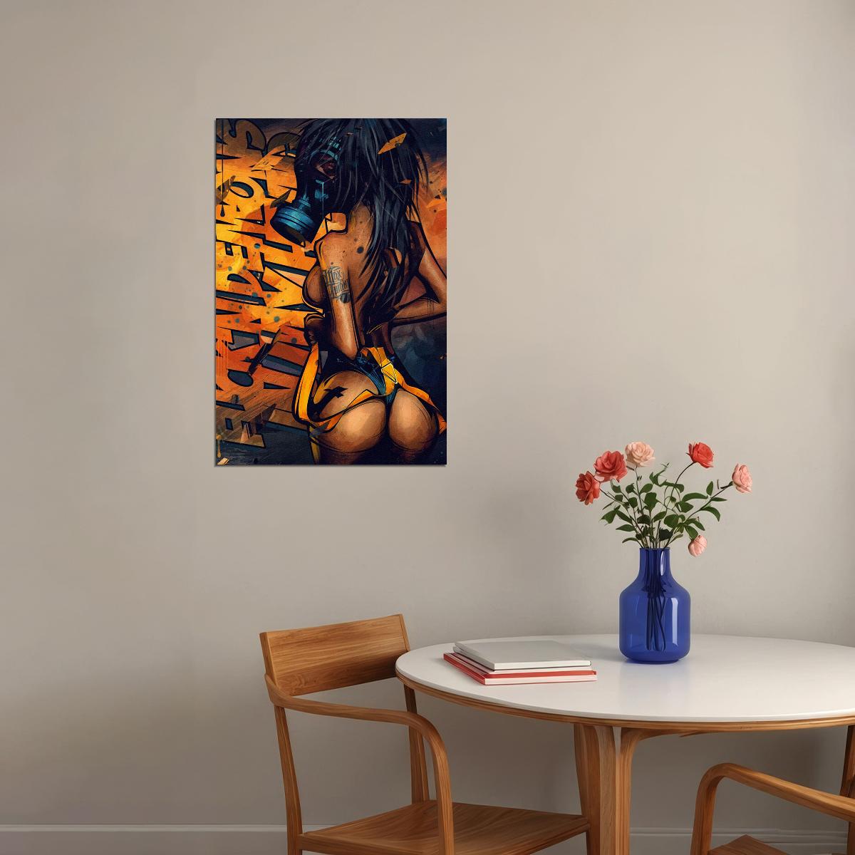 Graffiti Pop Art Girls Shaped Letters Poster Wall Art Print Home Wall Decor - xonomax