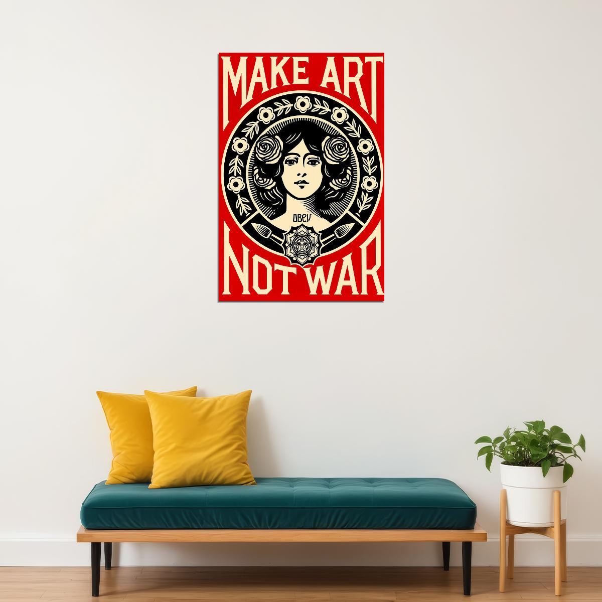 Make Art Not War Pop Bar Symbol Poster Wall Art Print Home Wall Decor