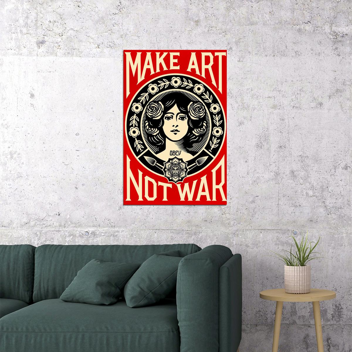 Make Art Not War Pop Bar Symbol Poster Wall Art Print Home Wall Decor