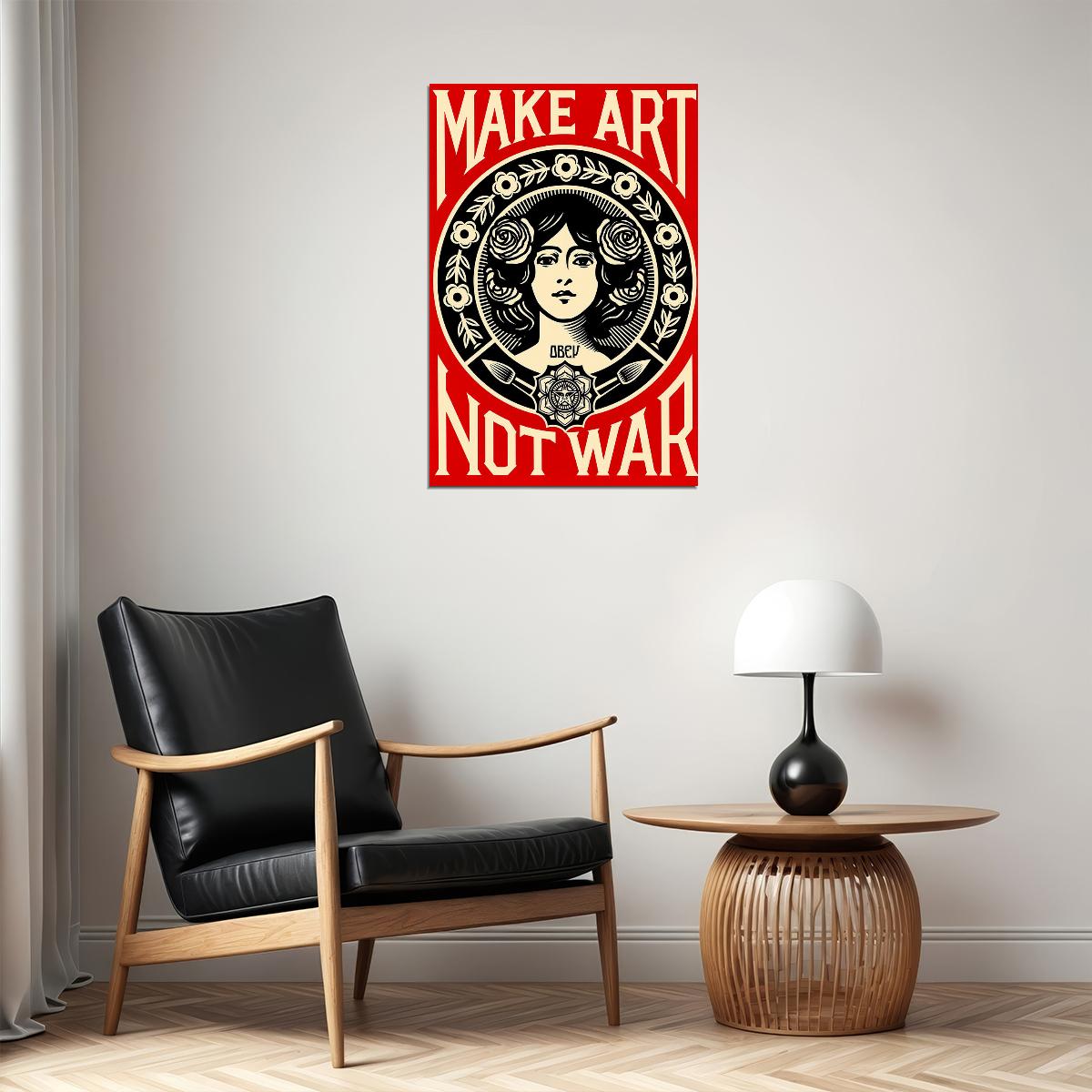 Make Art Not War Pop Bar Symbol Poster Wall Art Print Home Wall Decor