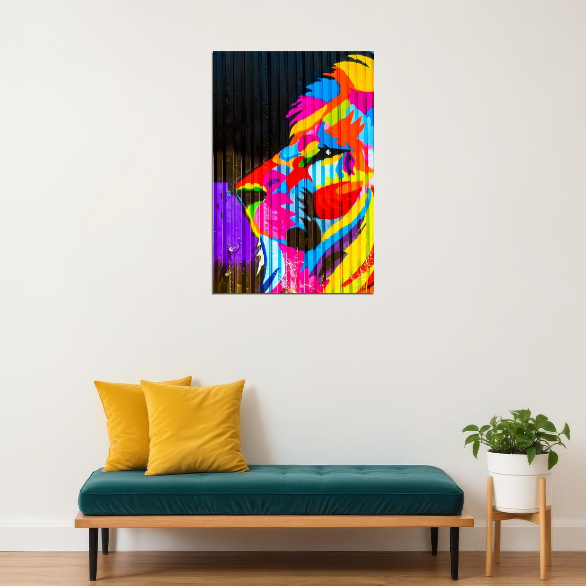 Modern Graffiti Street Animal Lion Colorful Poster Wall Art Print Home Wall Decor - xonomax