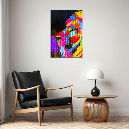 Modern Graffiti Street Animal Lion Colorful Poster Wall Art Print Home Wall Decor - xonomax