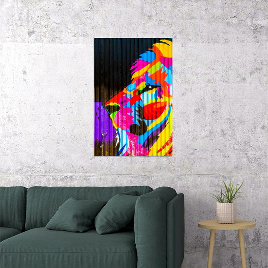 Modern Graffiti Street Animal Lion Colorful Poster Wall Art Print Home Wall Decor - xonomax