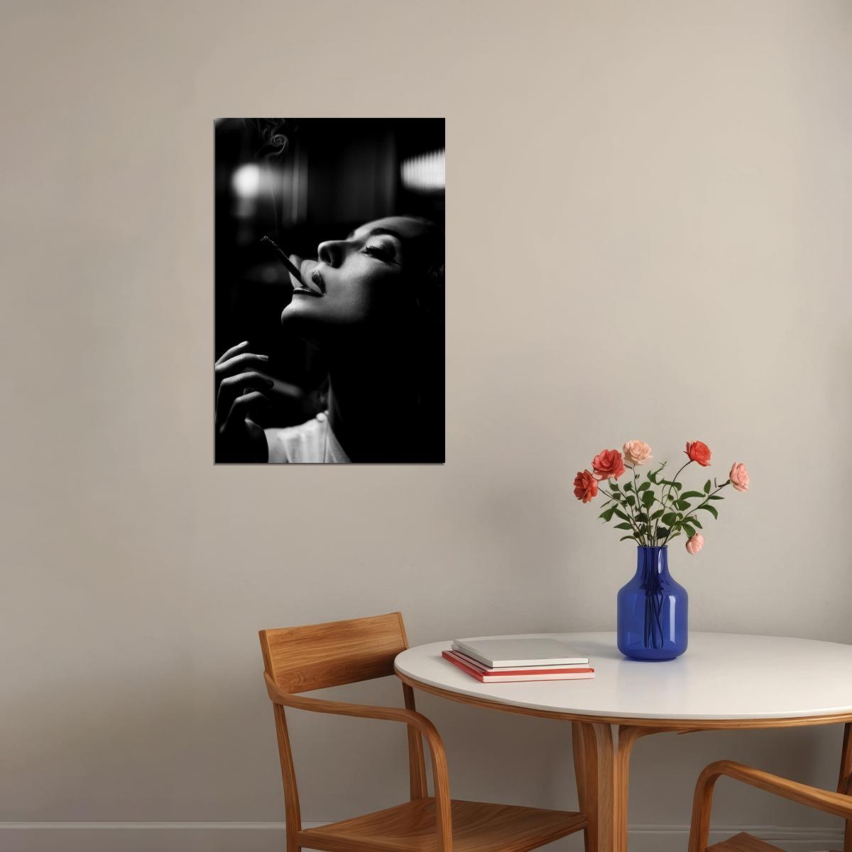 Black And White Smoking Woman Poster Wall Art Print Home Wall Decor - xonomax