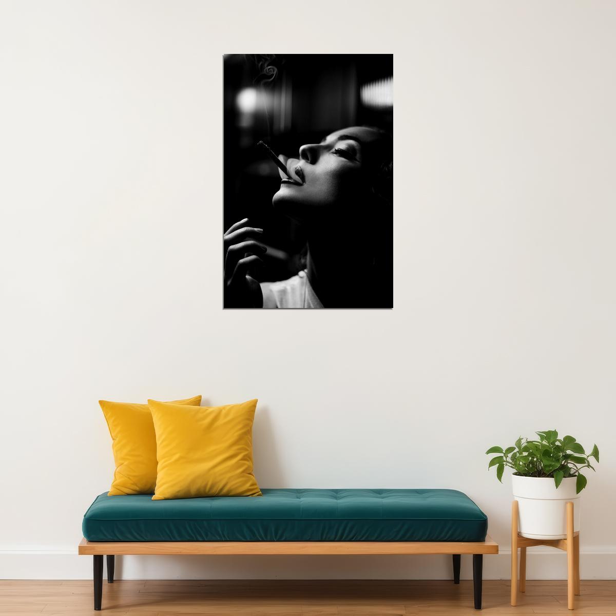 Black And White Smoking Woman Poster Wall Art Print Home Wall Decor - xonomax