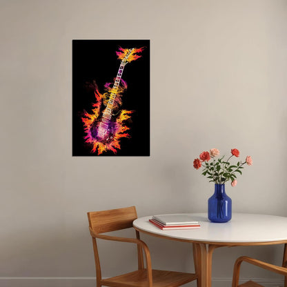 Electric Guitar Instrument Lights Poster Wall Art Print Home Wall Decor - xonomax