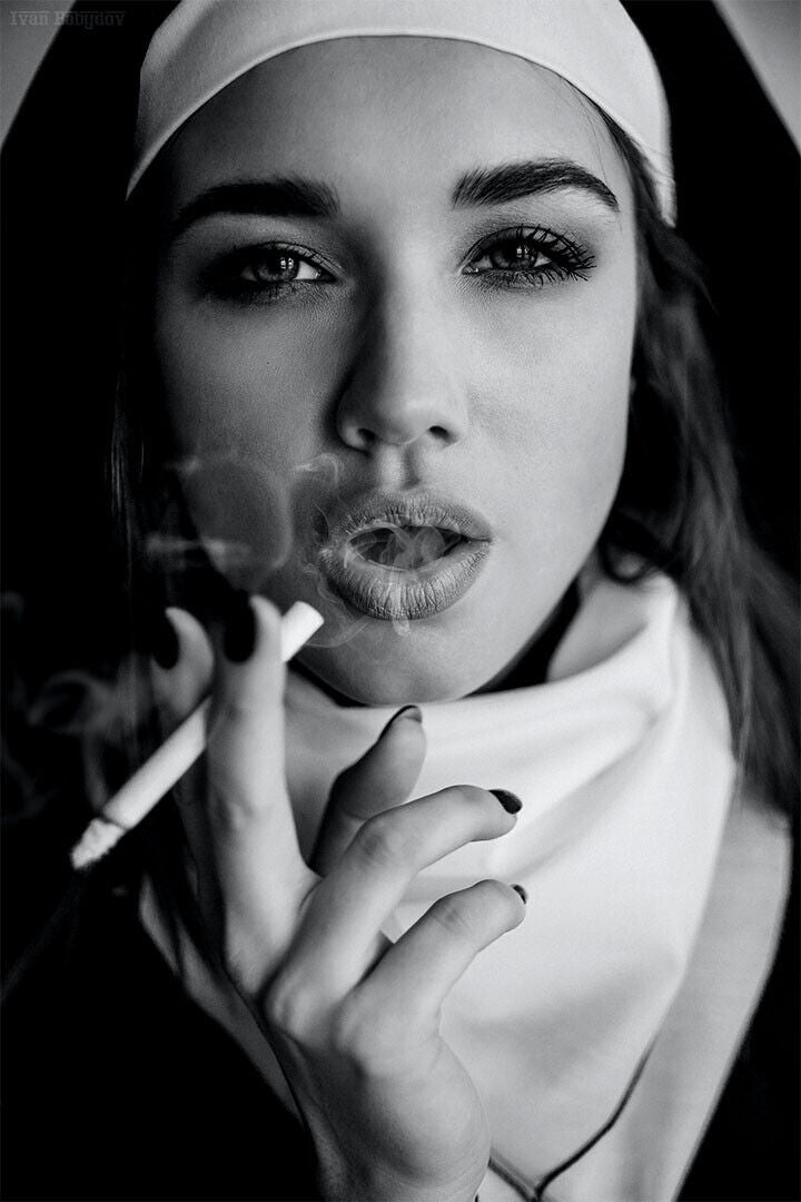 Black White Picture Rebellious Nuns Smoking Poster Wall Art Print Home Wall Decor - xonomax