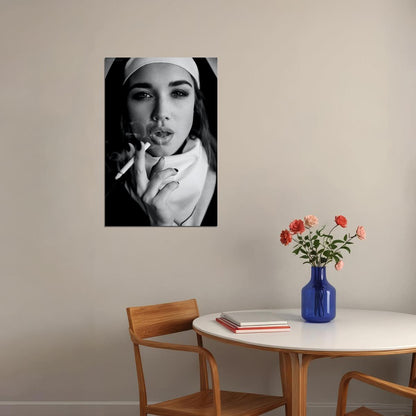 Black White Picture Rebellious Nuns Smoking Poster Wall Art Print Home Wall Decor - xonomax
