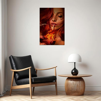Sexy Tattoo Smoking Woman Cartoon Poster Wall Art Print Home Wall Decor - xonomax