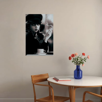 Smoking Girl Black And White Vintage Poster Wall Art Print Home Wall Decor - xonomax