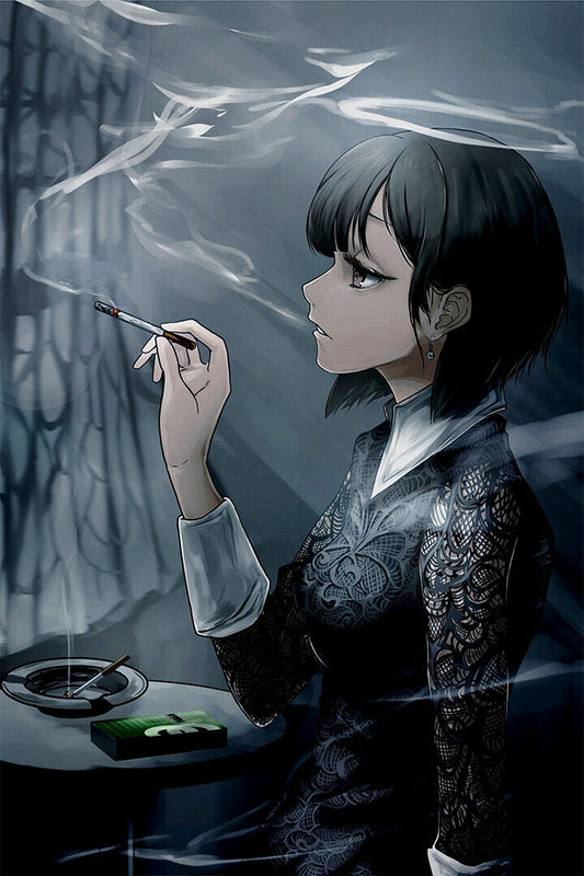 Smoking Beautiful Girl Black And White Poster Wall Art Print Home Wall Decor - xonomax