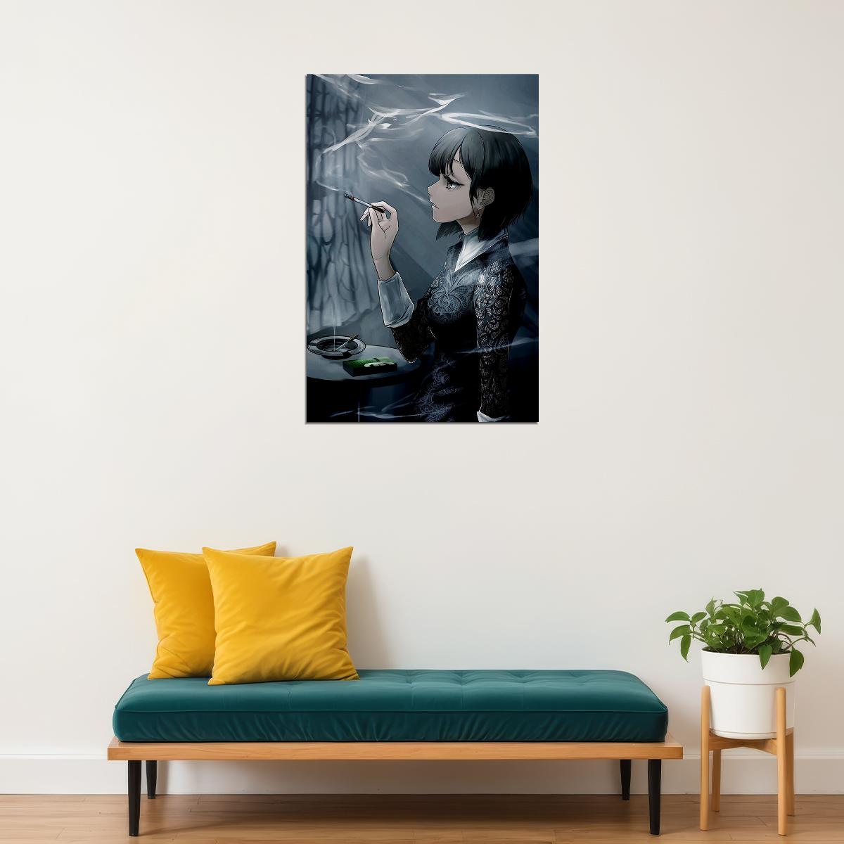 Smoking Beautiful Girl Black And White Poster Wall Art Print Home Wall Decor - xonomax