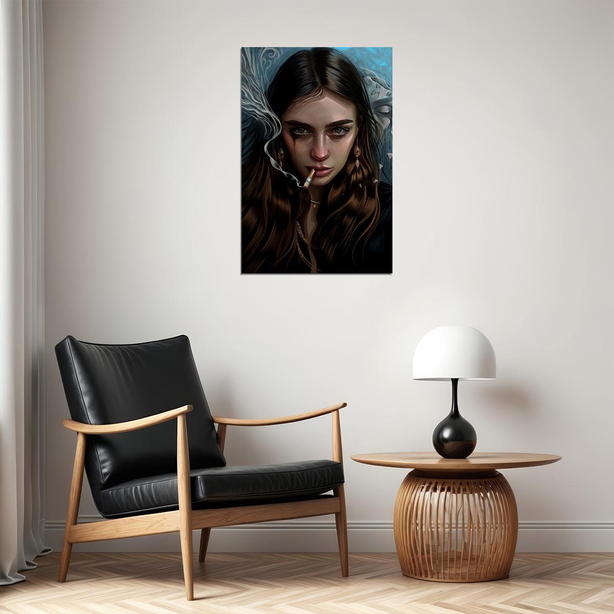 Smoking Beautiful Girl Cartoon Poster Wall Art Print Home Wall Decor - xonomax