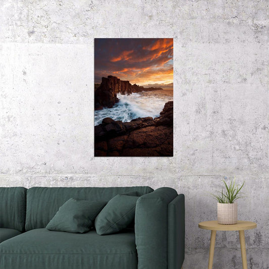 Nordic Seascape Mountain View Sunrise Photo Poster Wall Art Print Home Wall Decor - xonomax