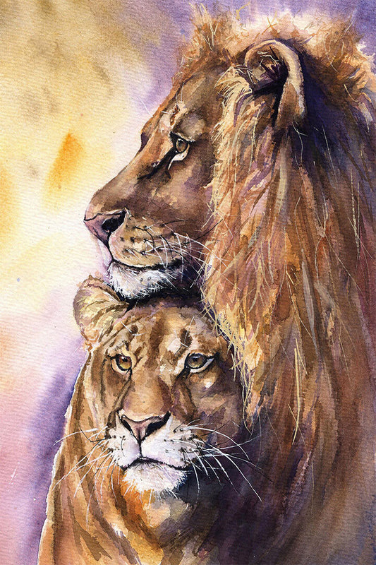 Wild Animal Lion Family Warm Love Theme Poster Wall Art Print Home Wall Decor - xonomax