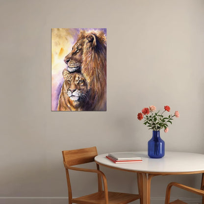 Wild Animal Lion Family Warm Love Theme Poster Wall Art Print Home Wall Decor - xonomax