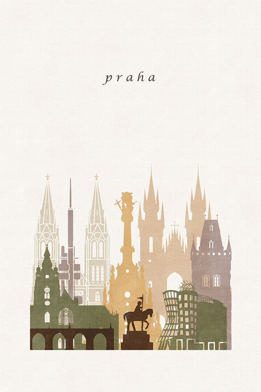 Prague Minimalist Travel Landscape City Poster Wall Art Print Home Wall Decor - xonomax