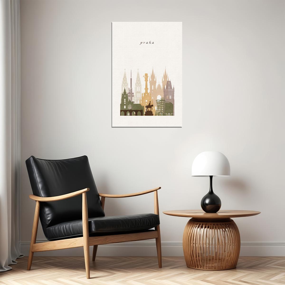 Prague Minimalist Travel Landscape City Poster Wall Art Print Home Wall Decor - xonomax