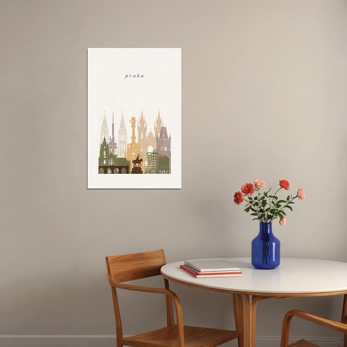 Prague Minimalist Travel Landscape City Poster Wall Art Print Home Wall Decor - xonomax