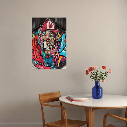 Girl Holding Spray Paint Graffiti Poster Wall Art Print Home Wall Decor - xonomax
