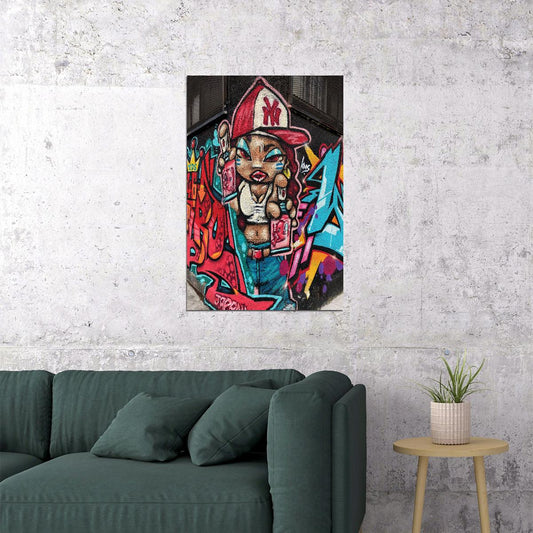 Girl Holding Spray Paint Graffiti Poster Wall Art Print Home Wall Decor - xonomax