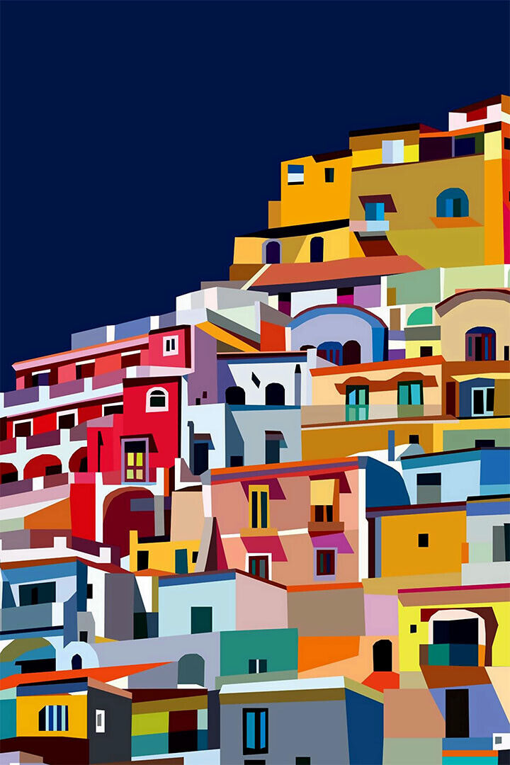 Positano Italy Amalfi Coast Colorful City Poster Wall Art Print Home Wall Decor - xonomax
