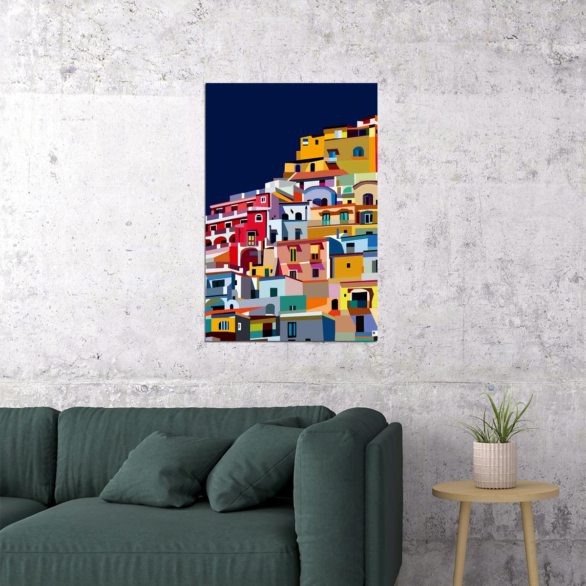 Positano Italy Amalfi Coast Colorful City Poster Wall Art Print Home Wall Decor - xonomax