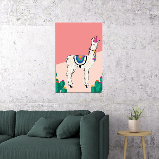 Llama Alpaca Boho Comic Poster Wall Art Print Home Wall Decor - xonomax
