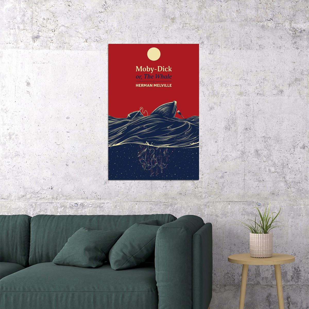 Moby Dick Herman Melville Illustration Poster Wall Art Print Home Wall Decor - xonomax