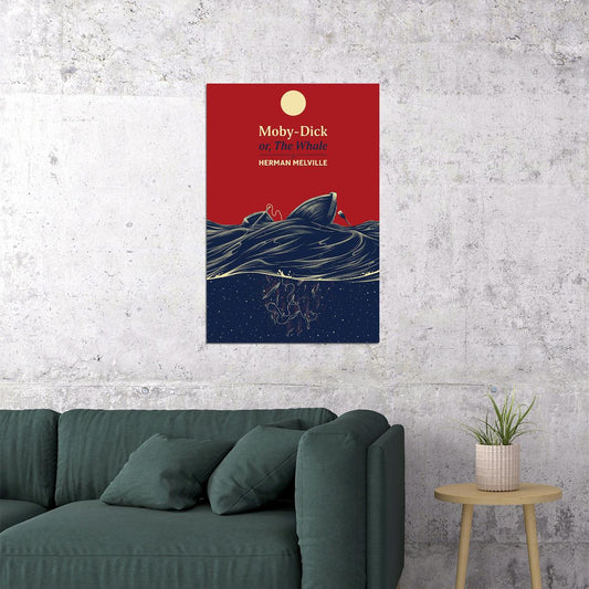 Moby Dick Herman Melville Illustration Poster Wall Art Print Home Wall Decor - xonomax