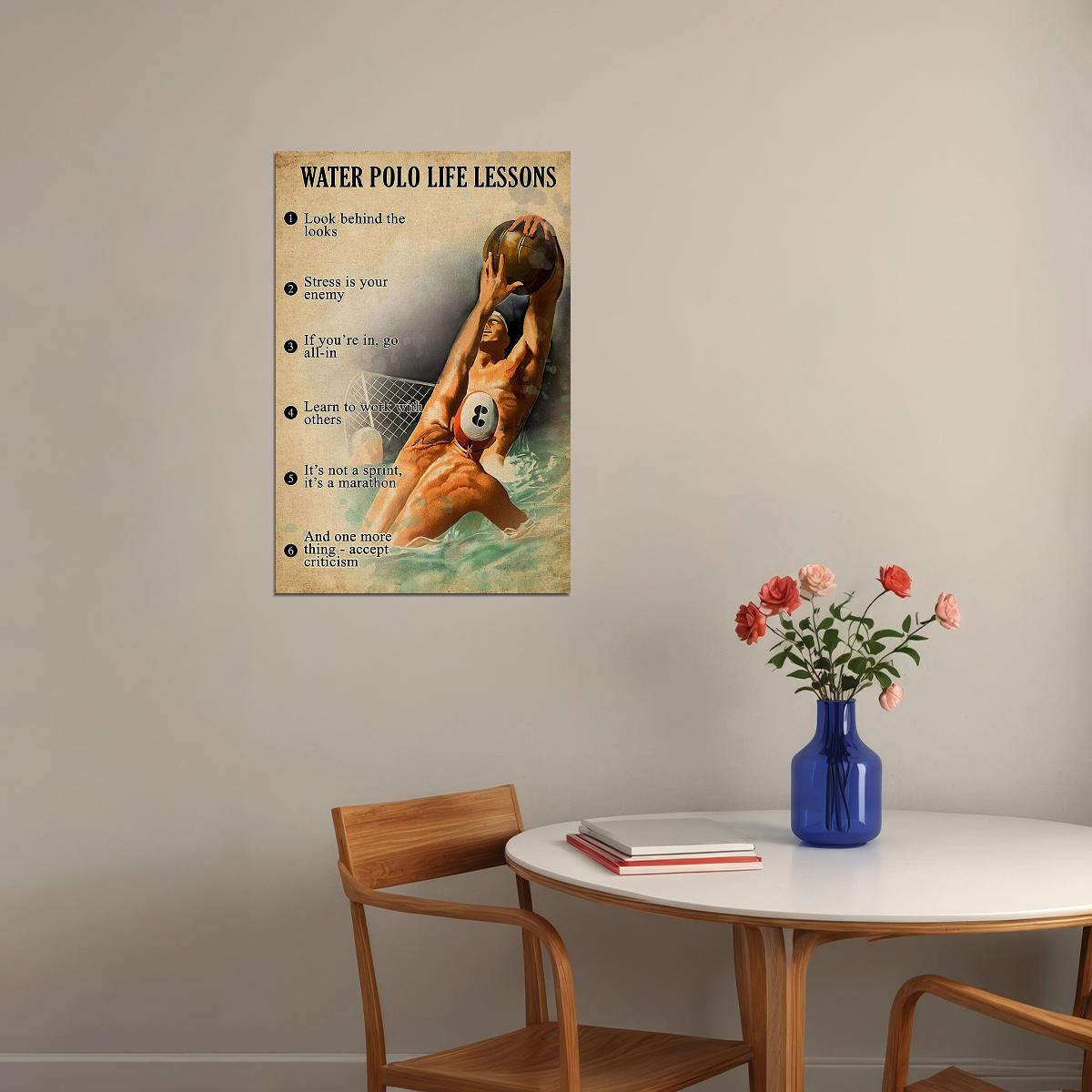 Water Polo Life Lessons Team Sport Poster Wall Art Print Home Wall Decor - xonomax