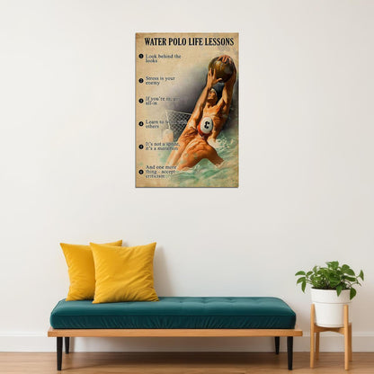 Water Polo Life Lessons Team Sport Poster Wall Art Print Home Wall Decor - xonomax