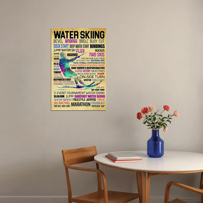 Water Skiing Word Water Sport Entertainment Atlethe Poster Wall Art Print Home Wall Decor - xonomax