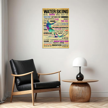 Water Skiing Word Water Sport Entertainment Atlethe Poster Wall Art Print Home Wall Decor - xonomax
