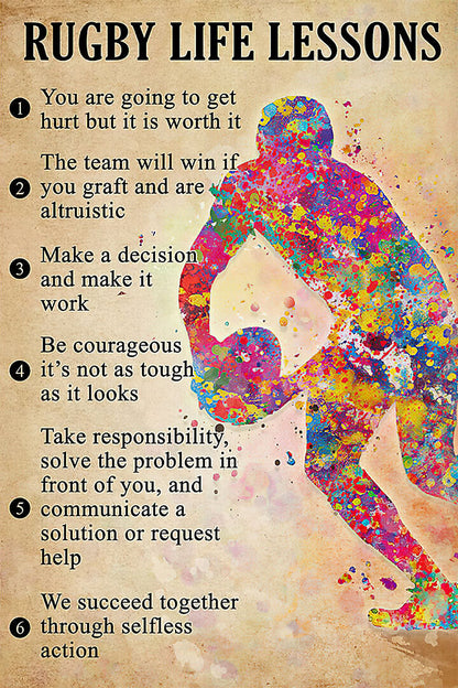 Rugby Life Lessons Sport Excitement Poster Wall Art Print Home Wall Decor - xonomax